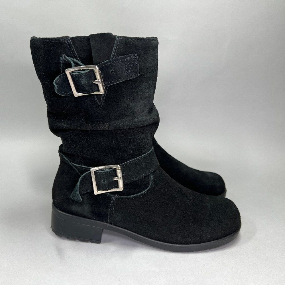 Martino Boots Women's Size 9‎ Black Suede Calf High Buckle Boots